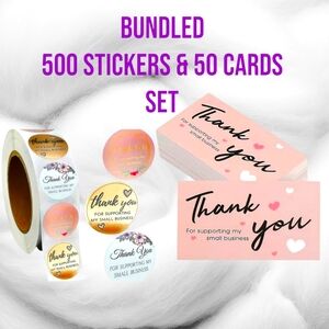 Bundled 50 Cards & 500 Thank You for Supporting My Business Stickers